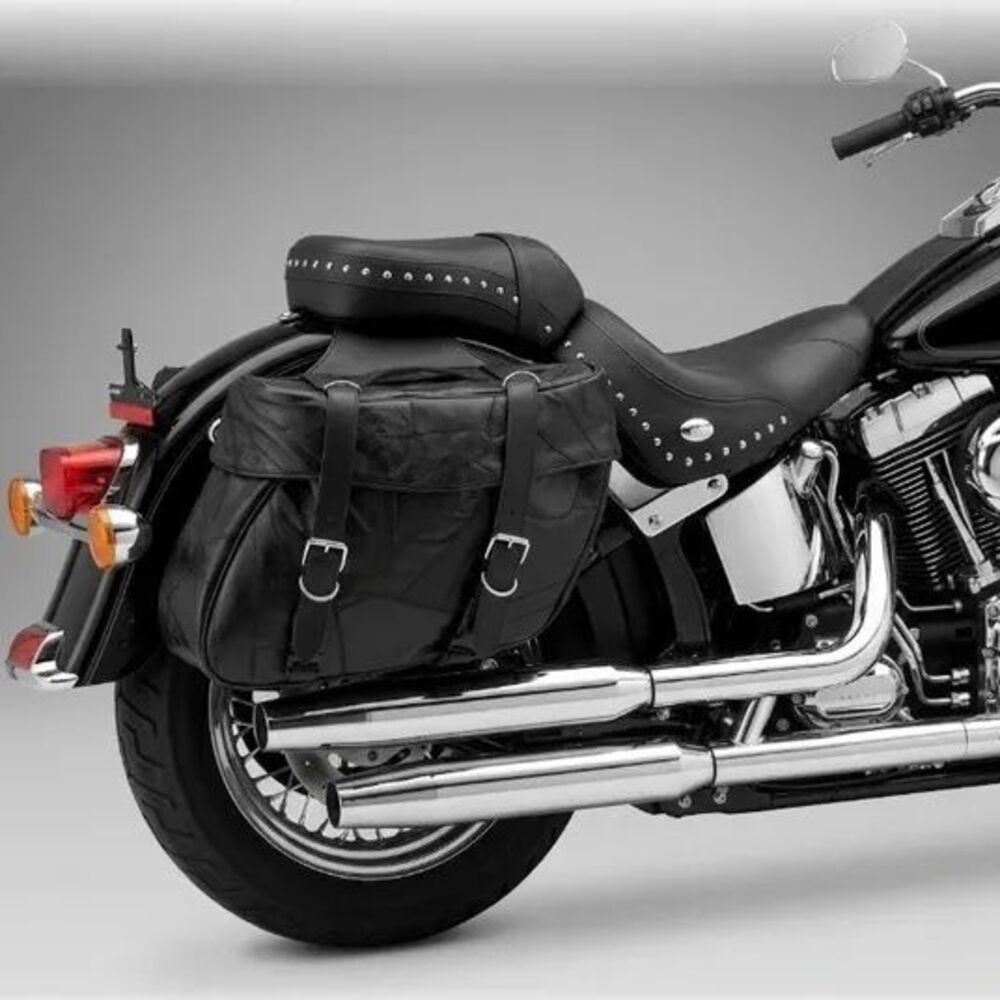 Universal Leather Motorcycle Saddlebags Throw Over Luggage Side Storage Bags